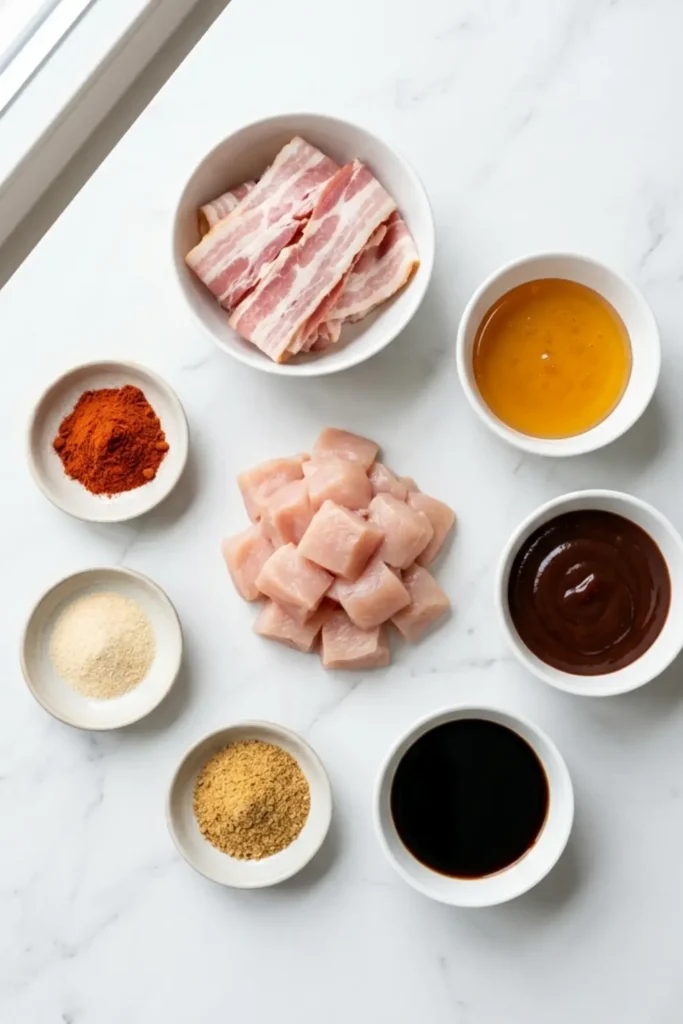 Gegrillte Honig-BBQ-Bacon-Hühnchen-Spieße