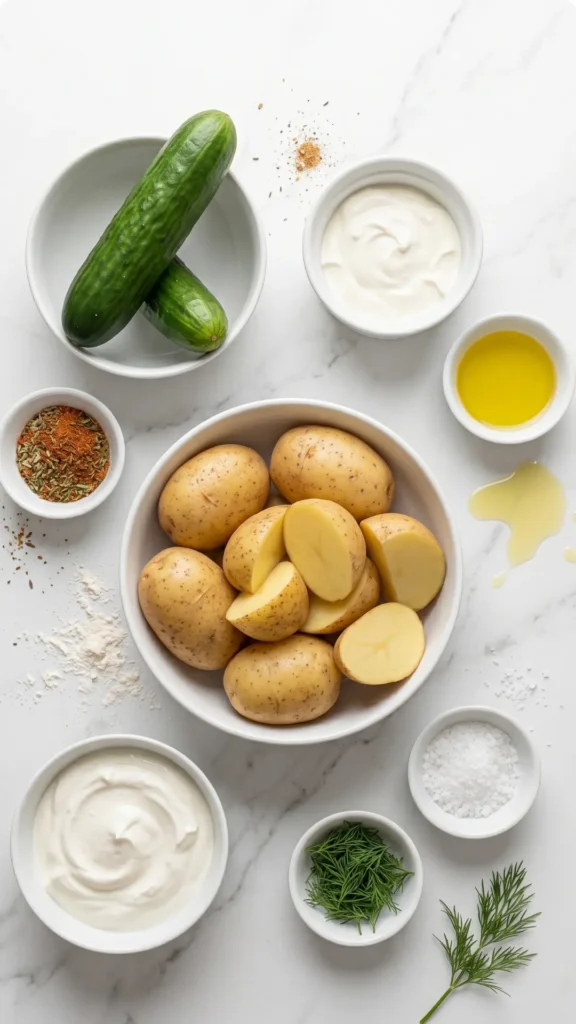 Knusprige Kartoffelspalten mit Gurkendip — Einfach & Köstlich