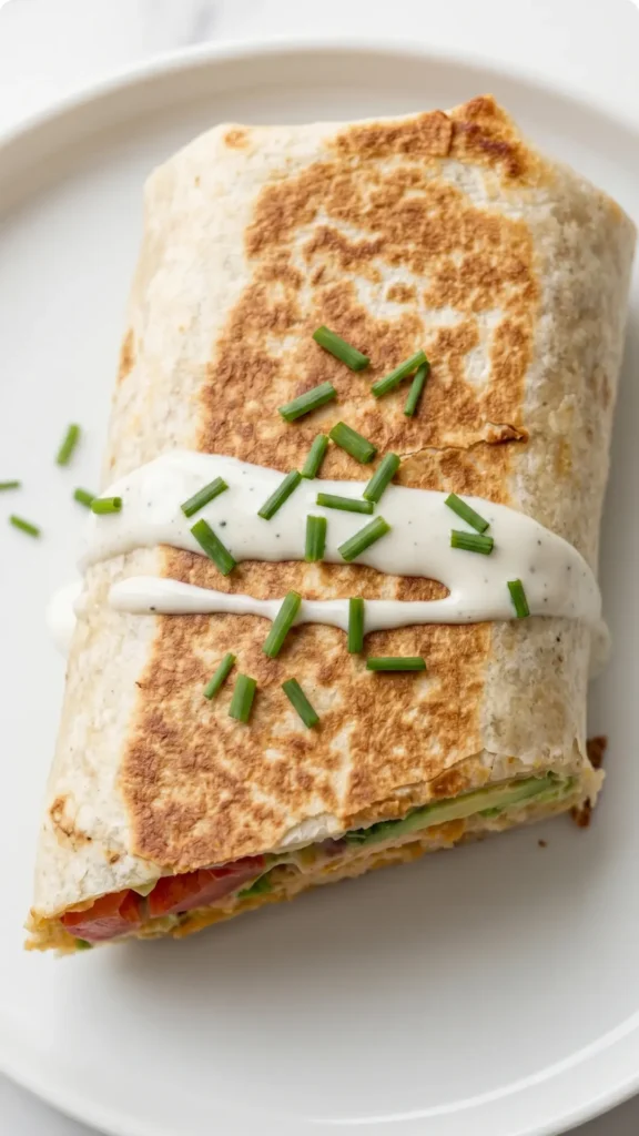 Nahaufnahme von Hähnchen Avocado Ranch Burritos — detailreiche Textur der krossen Hülle mit feinen Grillstreifen