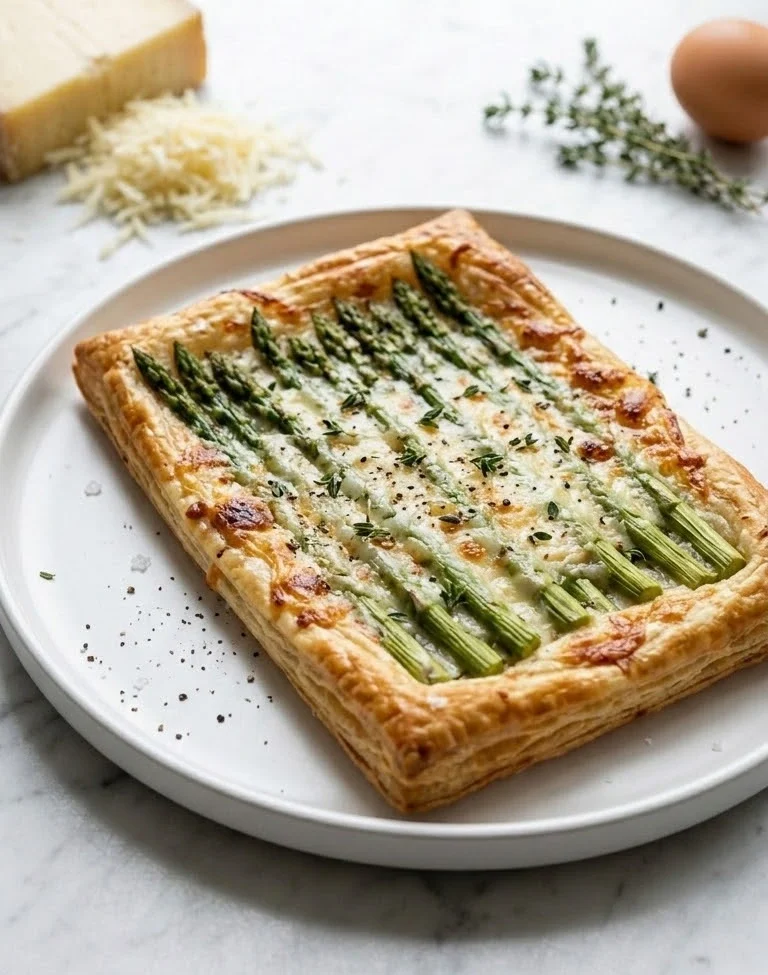 Spargel-Tarte mit grünem Spargel