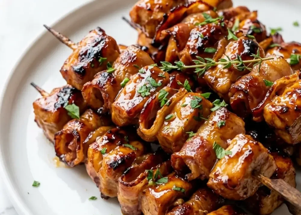 Gegrillte Honig-BBQ-Bacon-Hühnchen-Spieße: Ein sensationell würziges Grillerlebnis