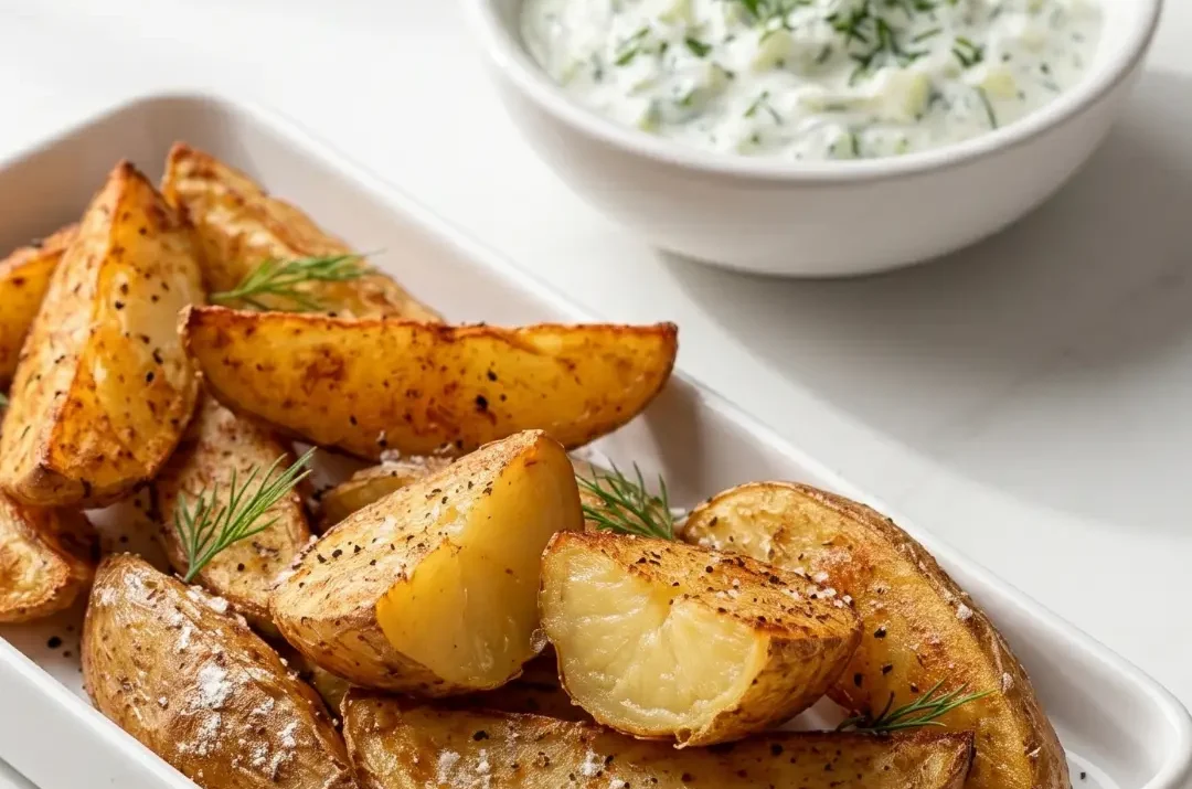 Knusprige Kartoffelspalten mit Gurkendip — Einfach & Köstlich