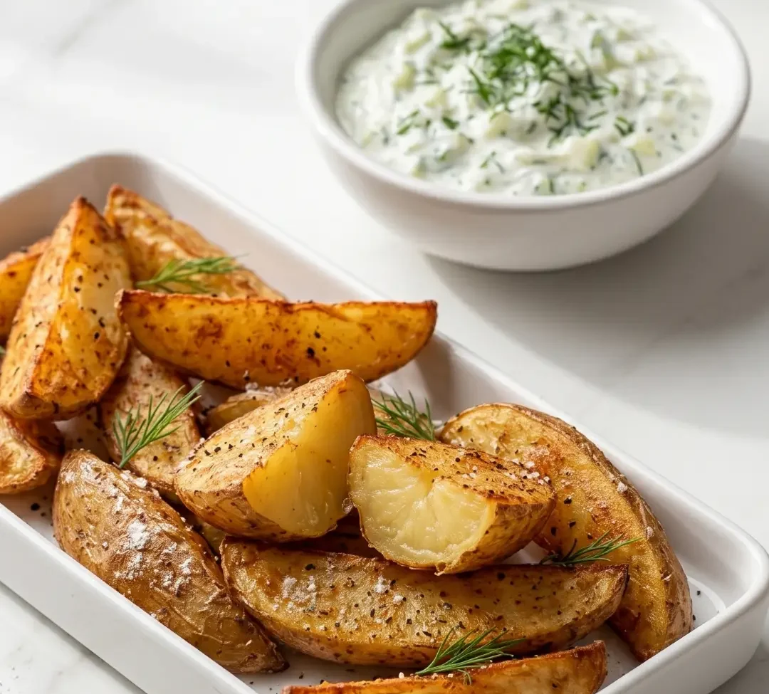 Knusprige Kartoffelspalten mit Gurkendip — Einfach & Köstlich