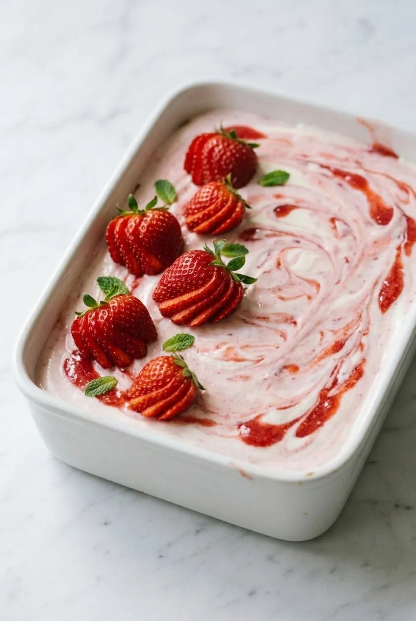 Erdbeertiramisu frisch zubereitet — sommerliches Schichtdessert mit frischen Erdbeeren und feiner Mascarponecreme