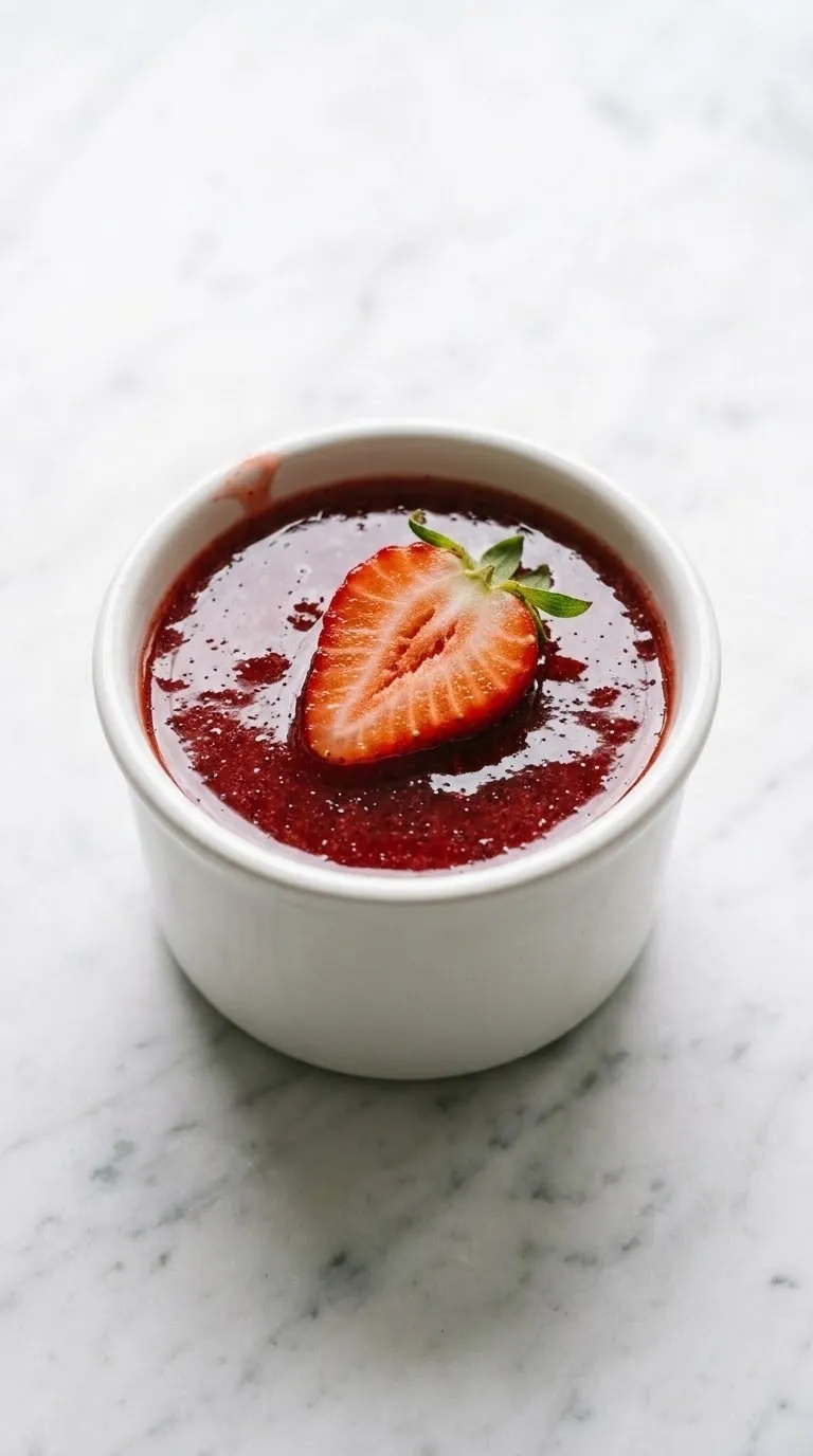 Erdbeermarmelade mit Vanille frisch zubereitet — leuchtend rote Farbe mit echten Vanillepunkten