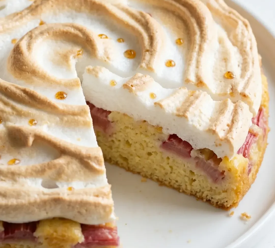 Rhabarber-Baiser-Kuchen nach Omas Art — Saftig & Knusprig